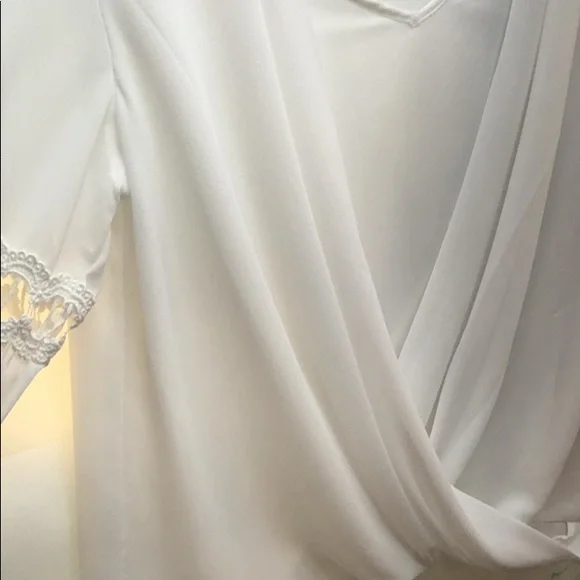 Naked Zebra Boho Chic Surplice Draped Chiffon Long Sleeve Blouse - Picture 4 of 9